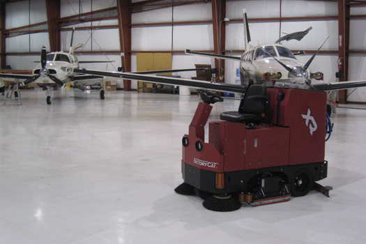 The XR floor scrubber is perfect for cleaning the large area's needed when working with precision airplane engines.